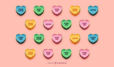 Valentine candy hearts set