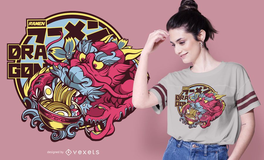 Diseño de camiseta dragon ramen Diseño de camiseta dragon ramen