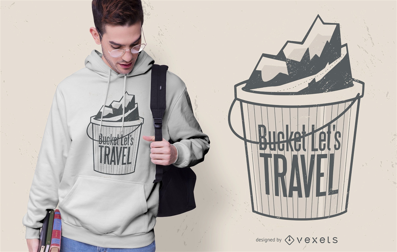 Bucket Let&#39;s Travel diseño de camiseta.
