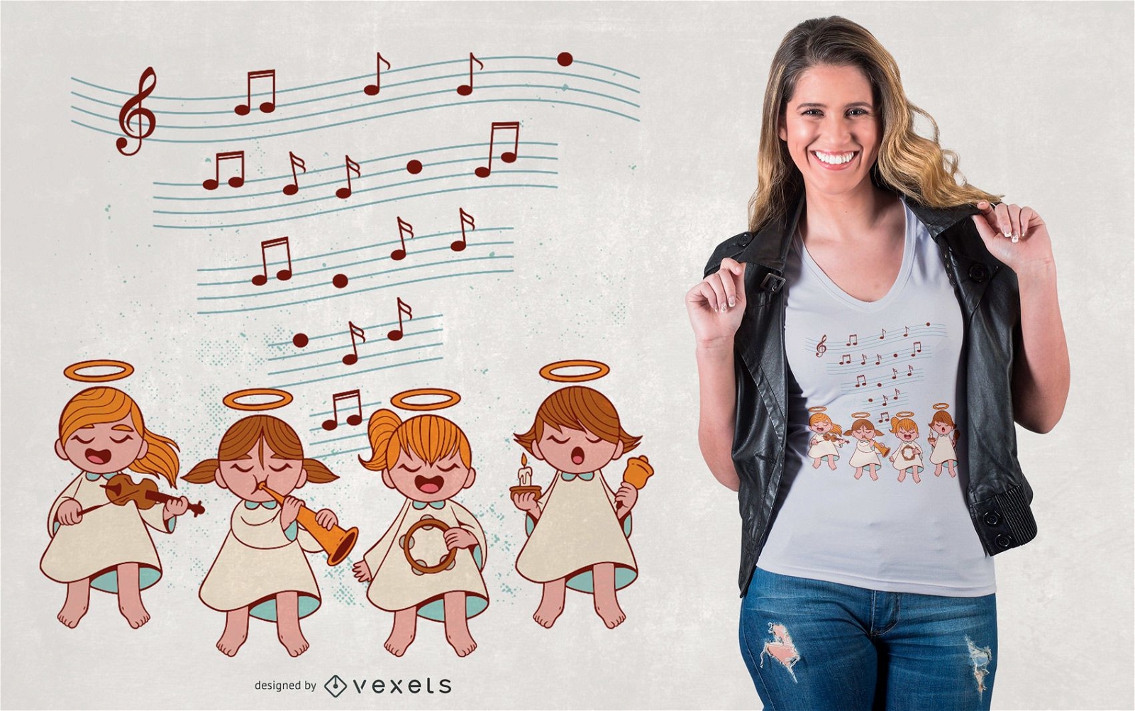 Design de camiseta da música dos anjos