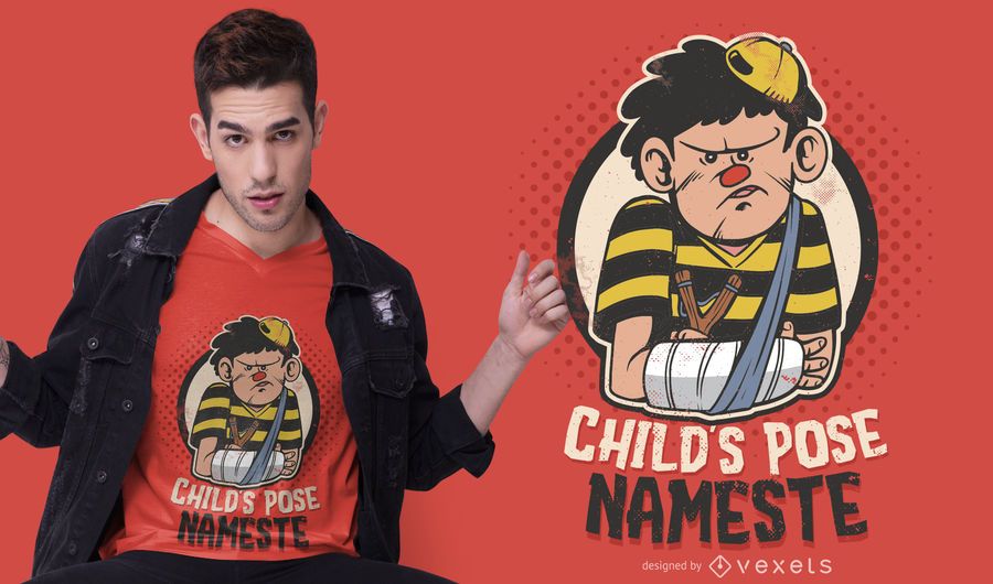 Design de t-shirt de pose de criança Design de t-shirt de pose de criança