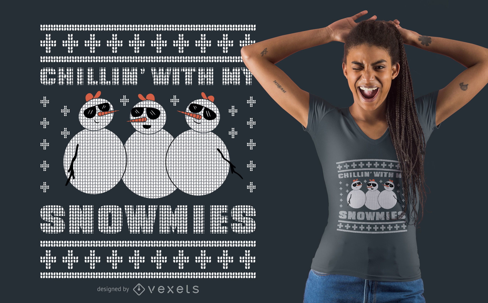 Diseño de camiseta escalofriante snowmies