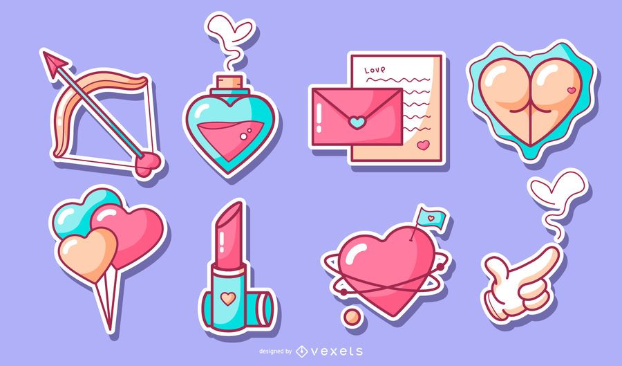 Valentine's day sticker set Valentine's day sticker set