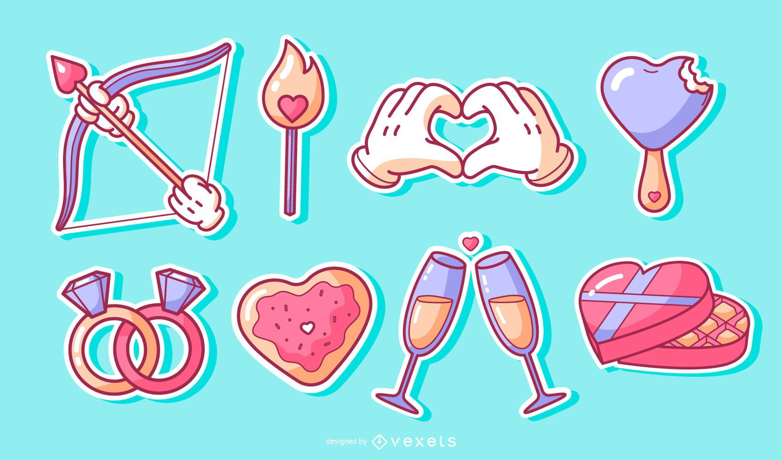 Valentines elements sticker set