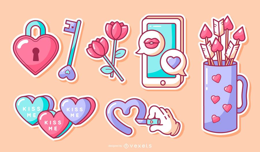 Valentines day sticker set Valentines day sticker set