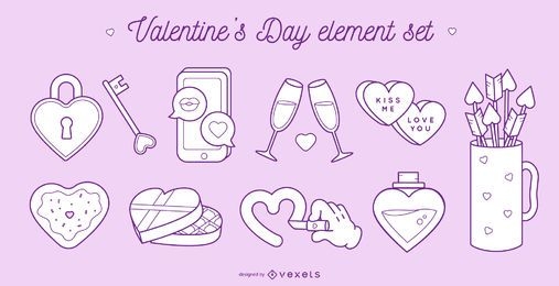 Valentine's day elements set