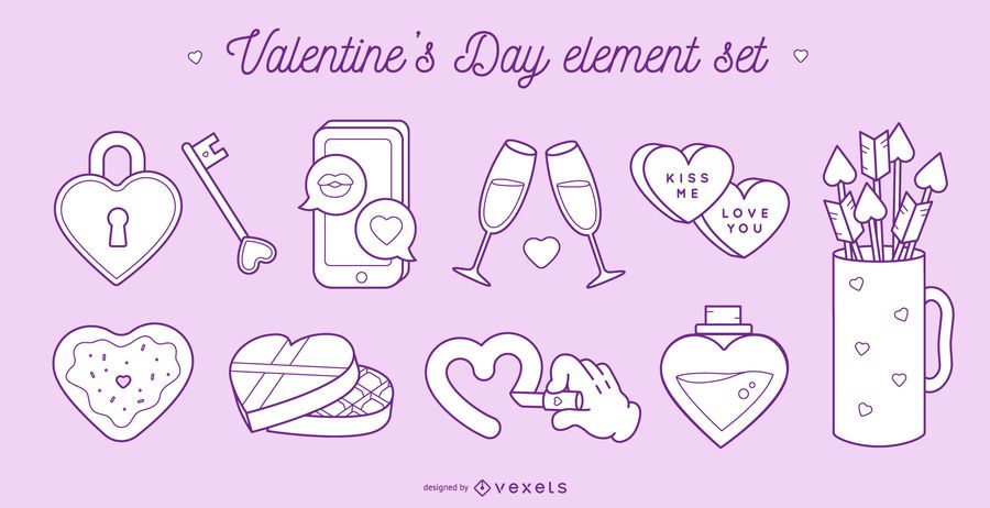 Valentine's day elements set Valentine's day elements set