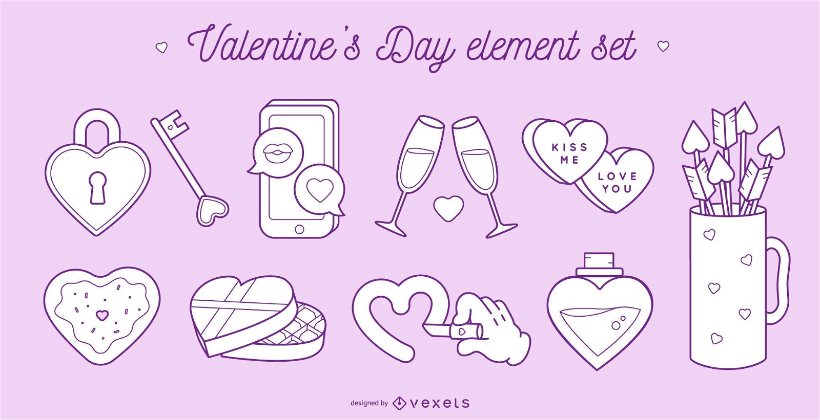 Valentine's day elements set