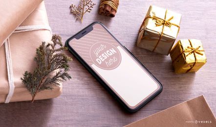 Christmas smartphone mockup psd Christmas smartphone mockup psd