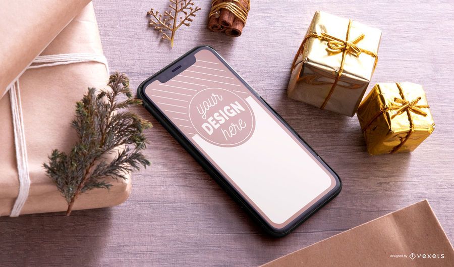 Christmas smartphone mockup psd Christmas smartphone mockup psd