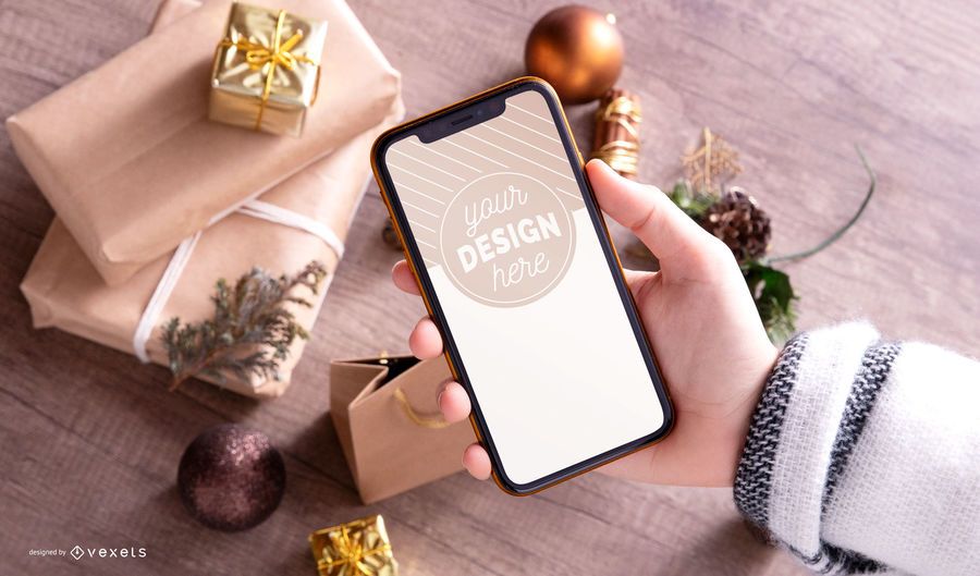 Smartphone Christmas mockup Smartphone Christmas mockup