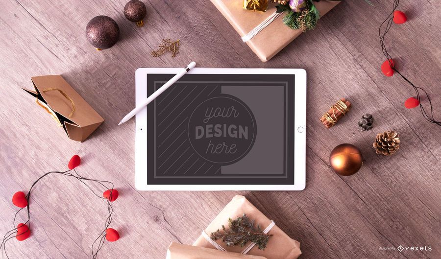 Download Christmas Ipad Mockup Composition Psd - PSD Mockup Download