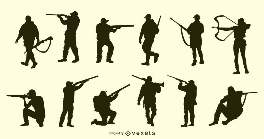 Hunting people silhouette collection Hunting people silhouette collection