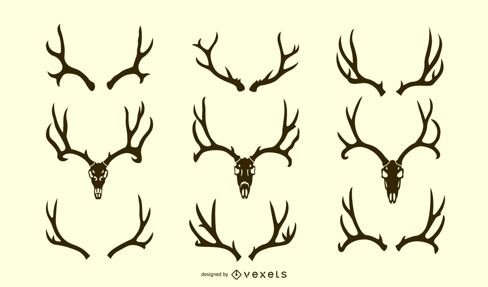Deer Antler Silhouette Set