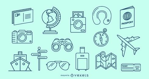 Conjunto de elementos de curso de viagem Conjunto de elementos de curso de viagem