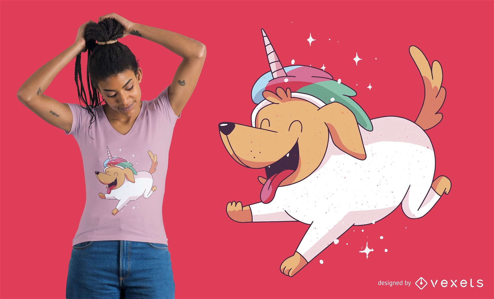 Diseño de camiseta de perro unicornio