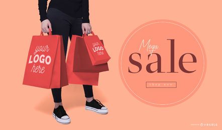 Shopping bags model mockup