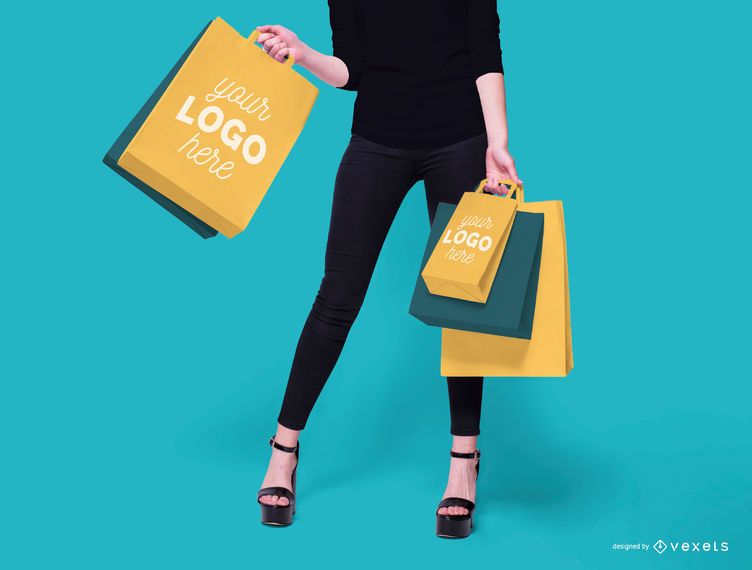 Shopping bags model mockup design Shopping bags model mockup design