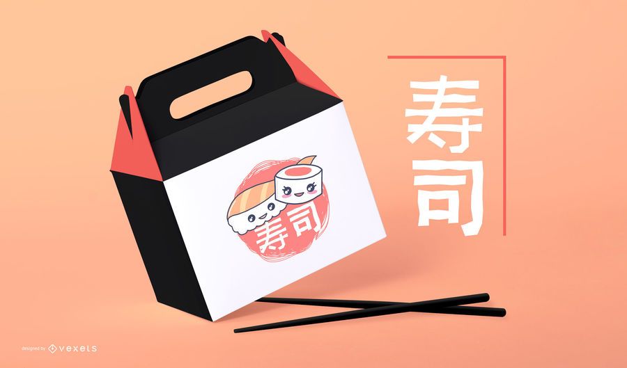 Sushi packaging mockup template Sushi packaging mockup template