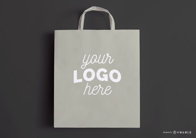 Shopping bag grey mockup template Shopping bag grey mockup template