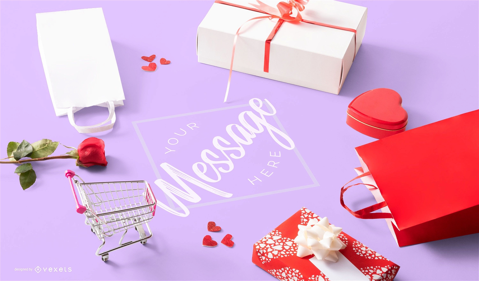 Valentine's day gifts mockup composition