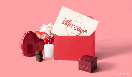 Composición de maqueta de tarjeta de san valentín