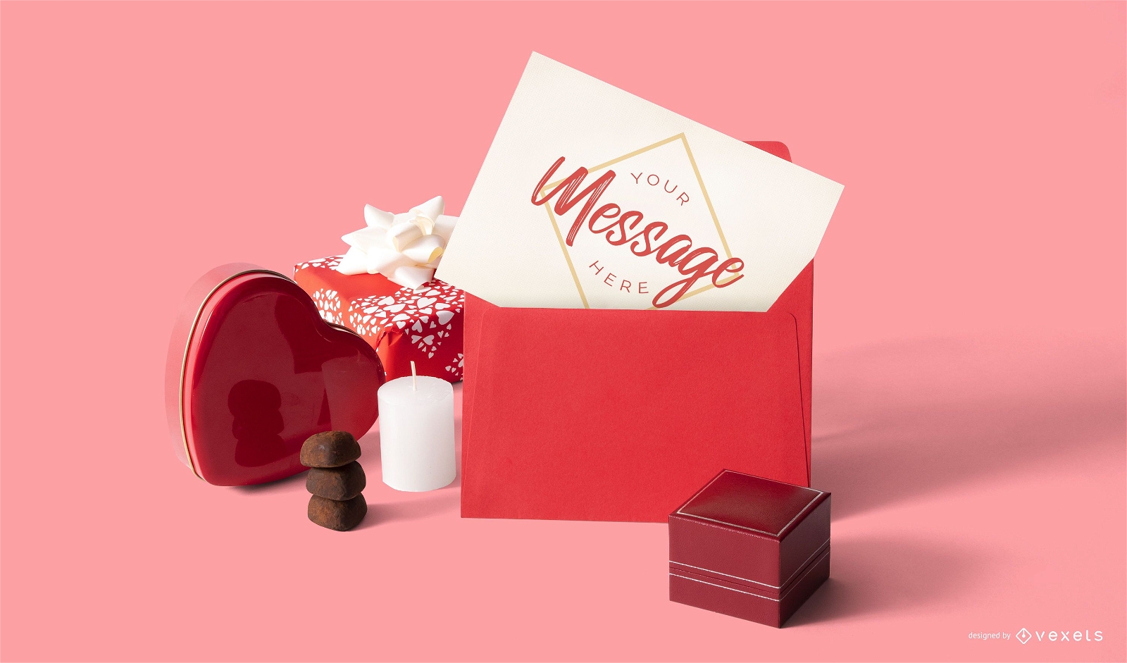 Valentine's day card mockup composition