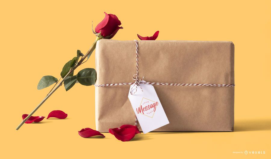Maqueta de caja de regalo de san valentín Maqueta de caja de regalo de san valentín