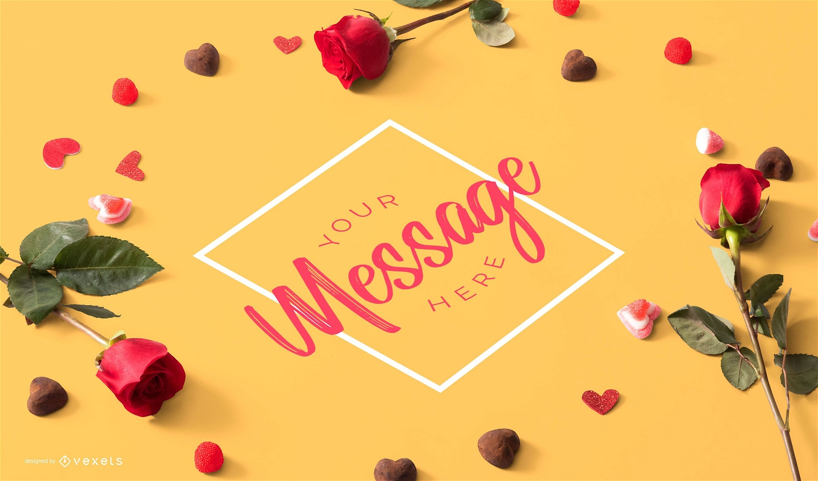 Valentine's day roses mockup composition
