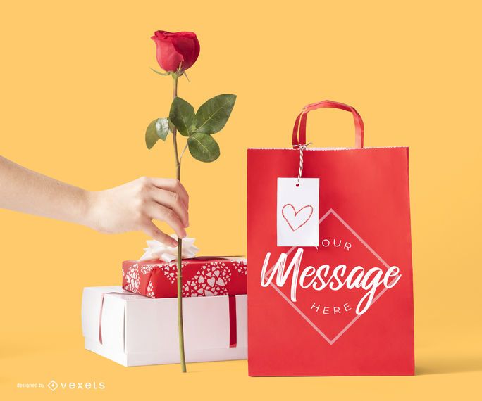 Valentines gifts mockup composition Valentines gifts mockup composition
