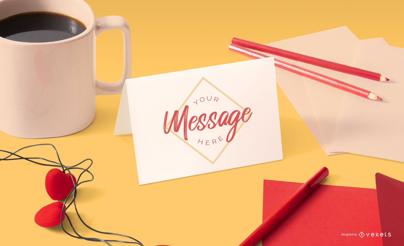 Valentines stationery mockup composition