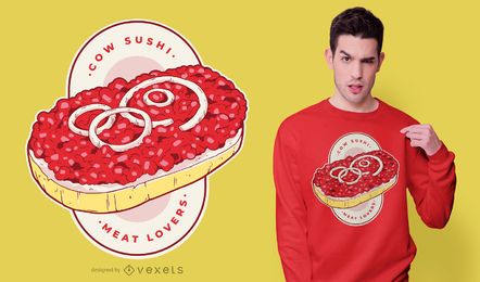 Design de t-shirt de sushi de vaca