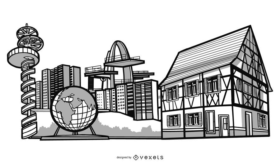 Projeto de edifícios da cidade alemã Projeto de edifícios da cidade alemã