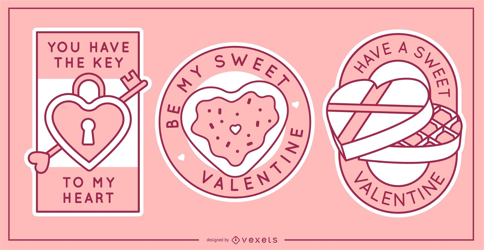Valentines badge set
