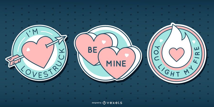Valentines cute badge set Valentines cute badge set