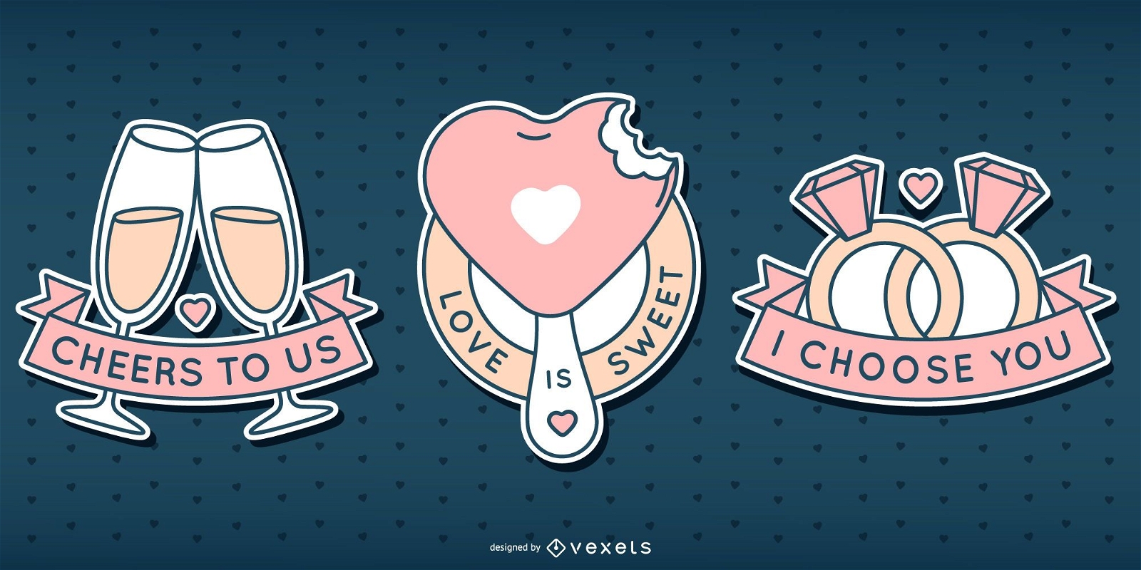 Valentine's day cute badge set