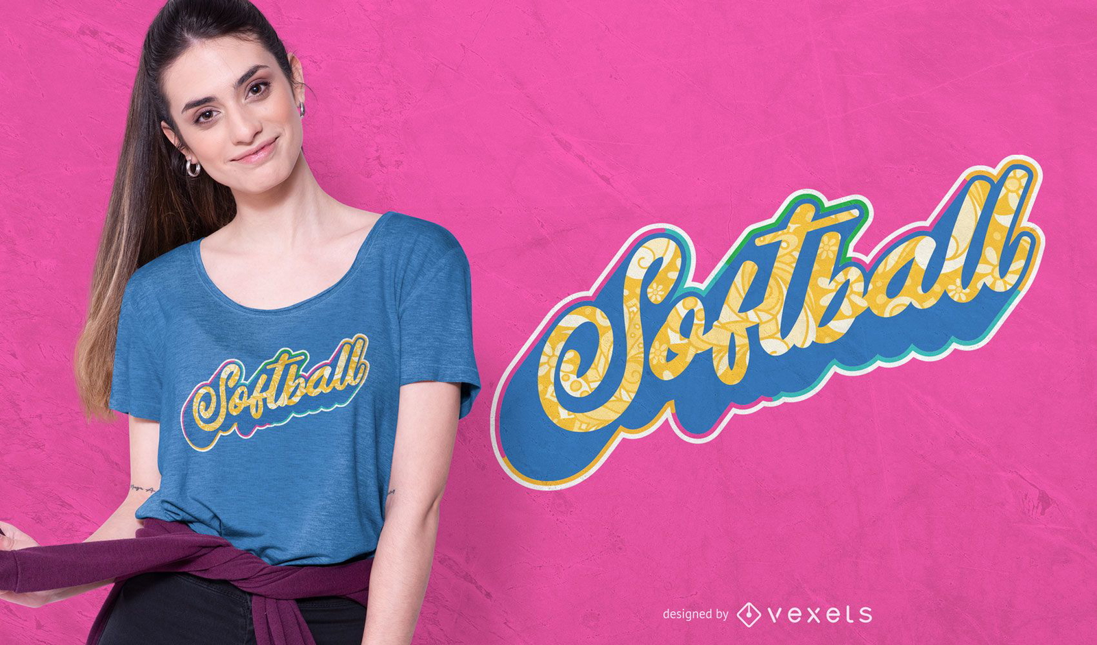 Design de camiseta com letras de softball