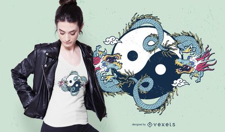 Diseño de camiseta dragon yin yang