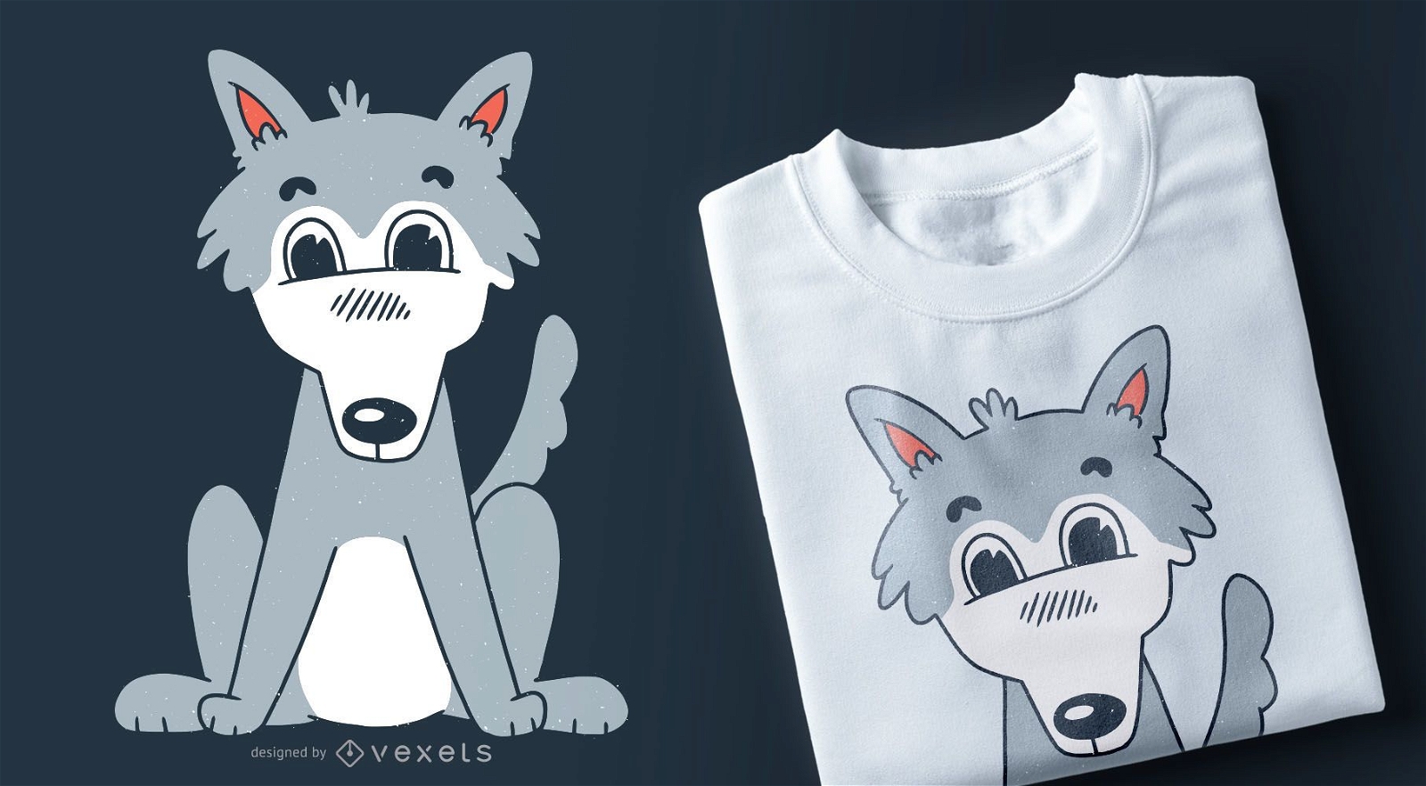 Design de camiseta de lobo fofo