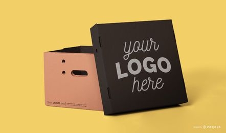 Cardboard box packaging lid mockup
