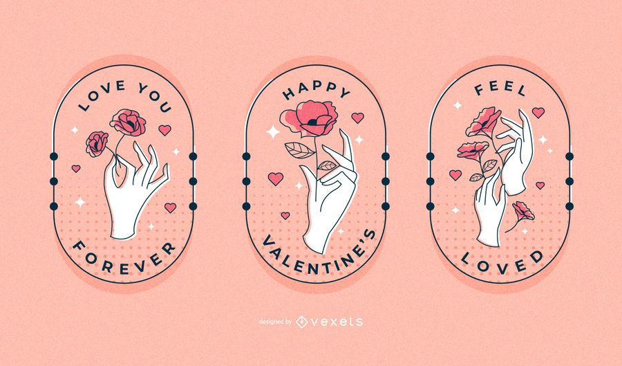 Valentines hands badge set Valentines hands badge set