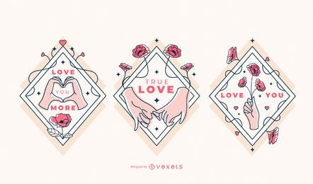 Valentines love hands badge set Valentines love hands badge set