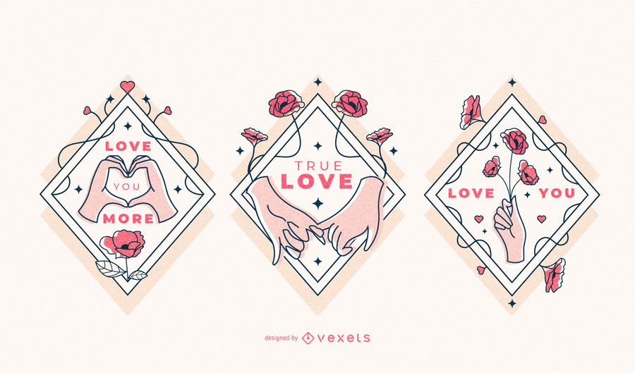 Valentines love hands badge set Valentines love hands badge set