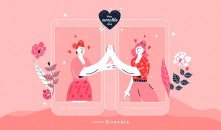 Ilustración de pareja de mujeres de San Valentín Ilustración de pareja de mujeres de San Valentín