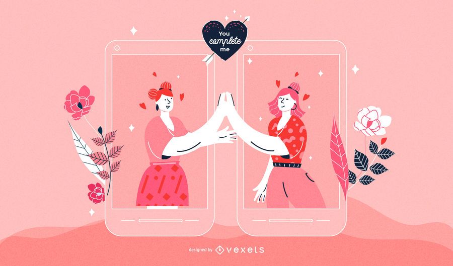Valentine's Day Women Couple Illustration Valentine's Day Women Couple Illustration