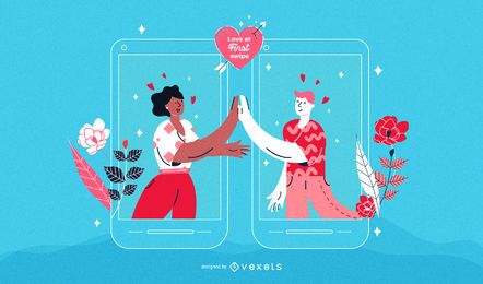 Ilustração de casal masculino para dia dos namorados