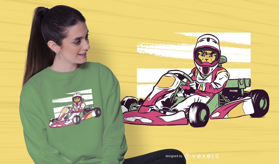 Design de camiseta de gato de corrida Design de camiseta de gato de corrida