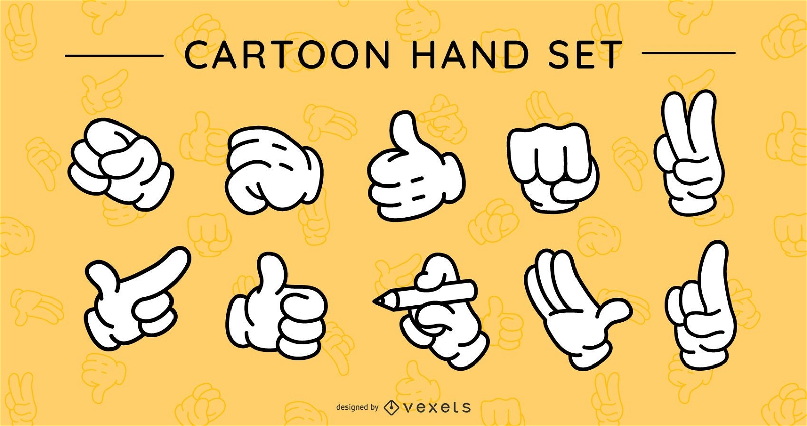 Conjunto de diseño de manos de dibujos animados
