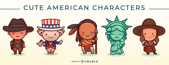 Conjunto de caracteres americano bonito Conjunto de caracteres americano bonito