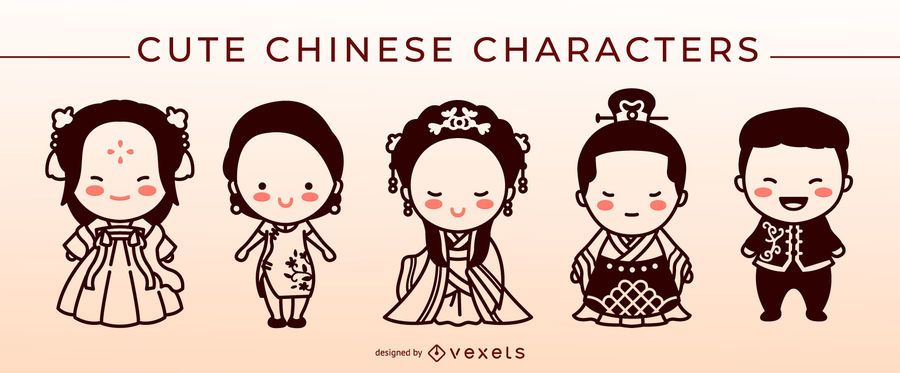 Cute chinese stroke character set Cute chinese stroke character set